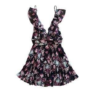 BCBGENERATION Brûlée Multicolor Floral Ruffled Sleeveless Dress Coral Size 6